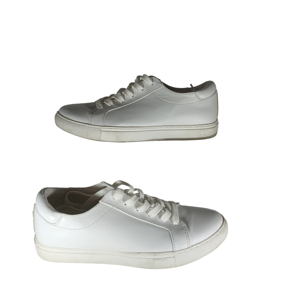 Kenneth Cole Kam Leather Sneakers 6 White Gold Low Top Lace Up Minimalist
